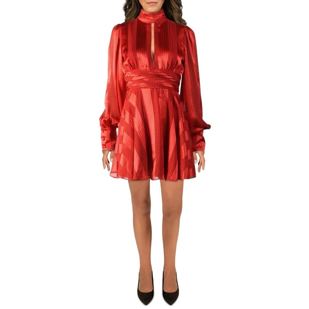 Alexis Red Striped Cocktail Dress - Picture 3 of 10